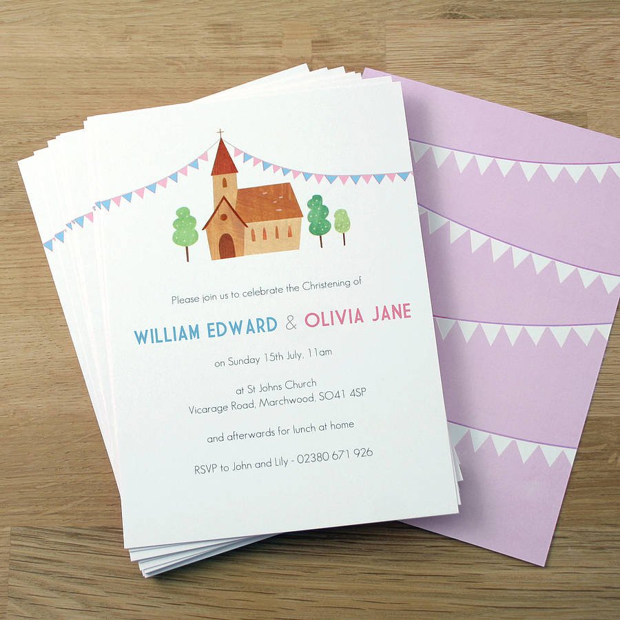 Baptism Invitation Cards For Twins