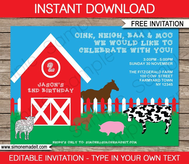 Barnyard Invitation Templates