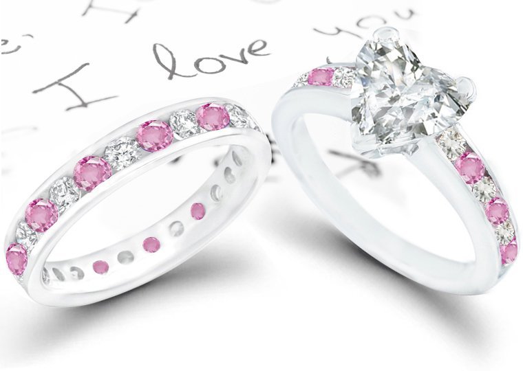 Black And Pink Wedding Rings