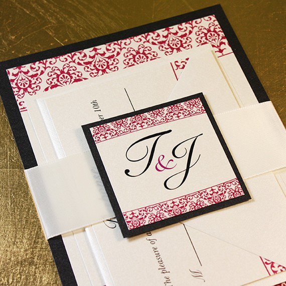Black And White Damask Invitation Kit