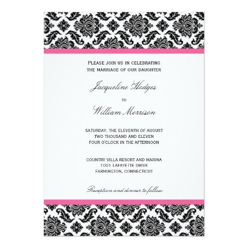 Black And White Damask Invitations