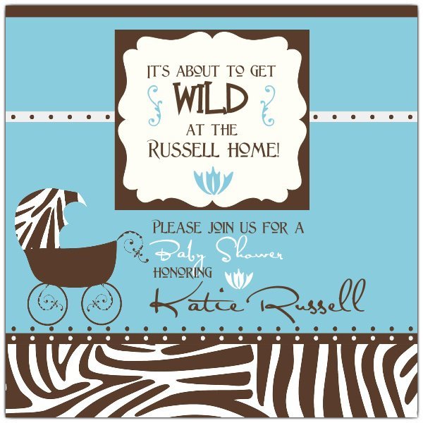 Blank Zebra Invitation Blue