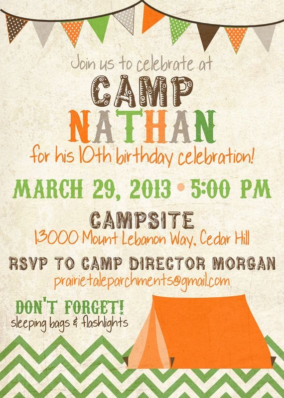 Boys Camping Birthday Party Invitations