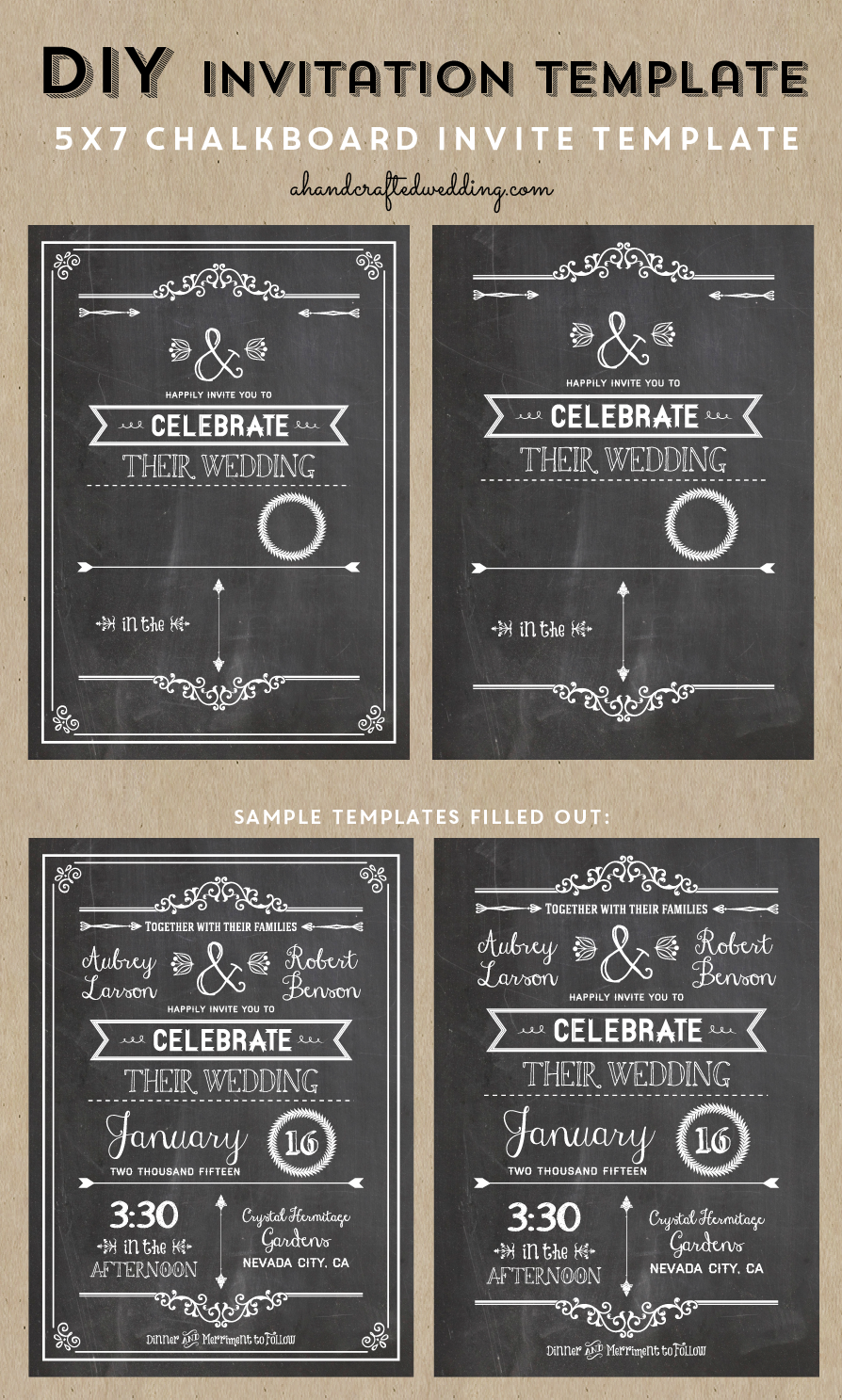 Chalkboard Wedding Invitation Template Free