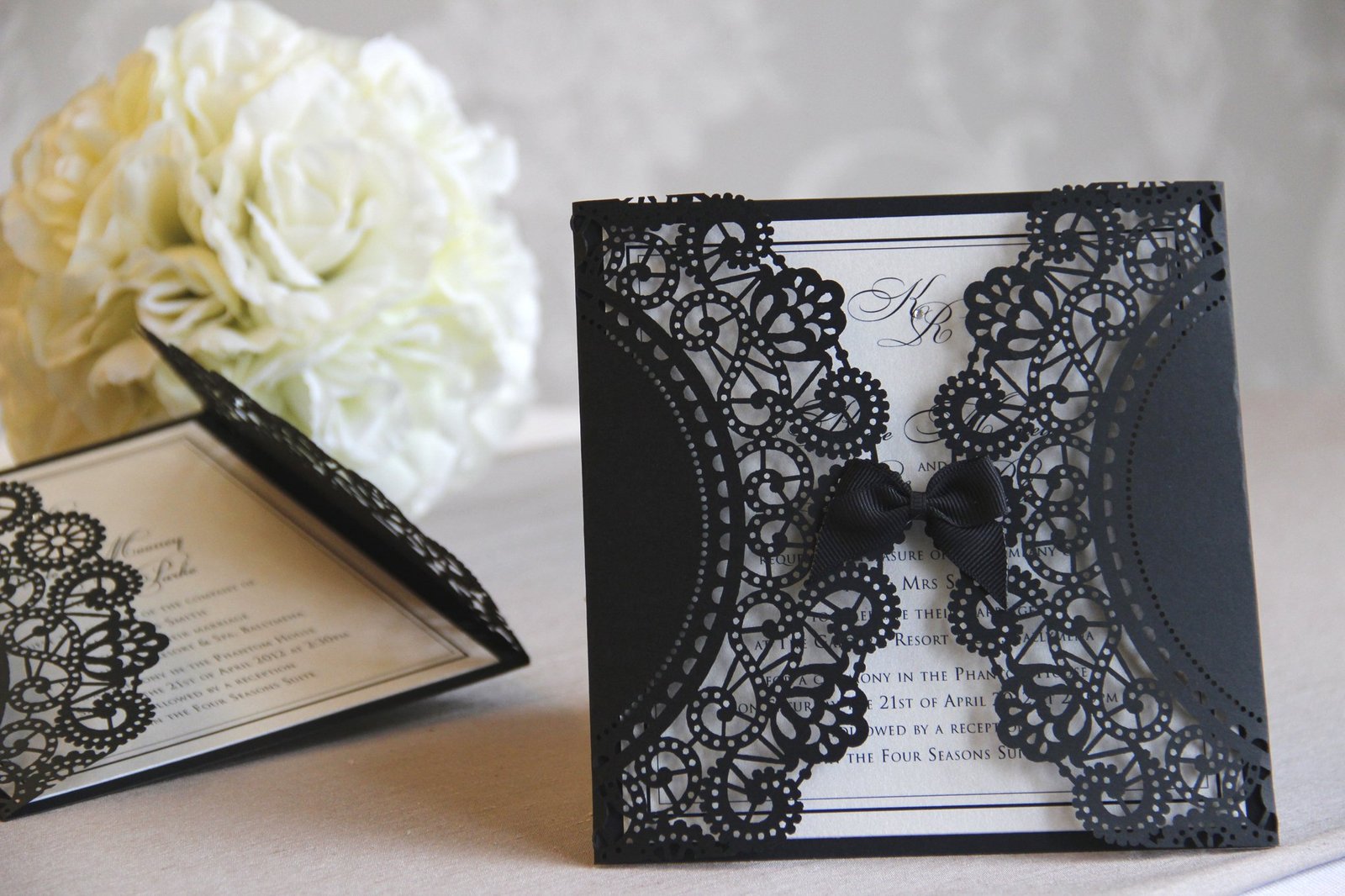 Cheap Black Lace Wedding Invitations
