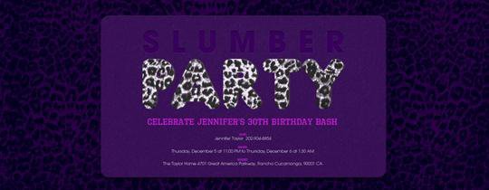 Cheetah Party Invitations Sleep Over