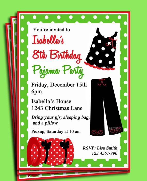 Christmas Pajama Party Invitations Words