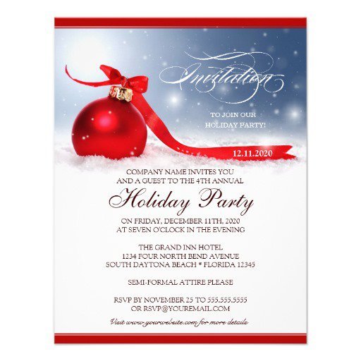 Corporate Holiday Dinner Invitation Wording