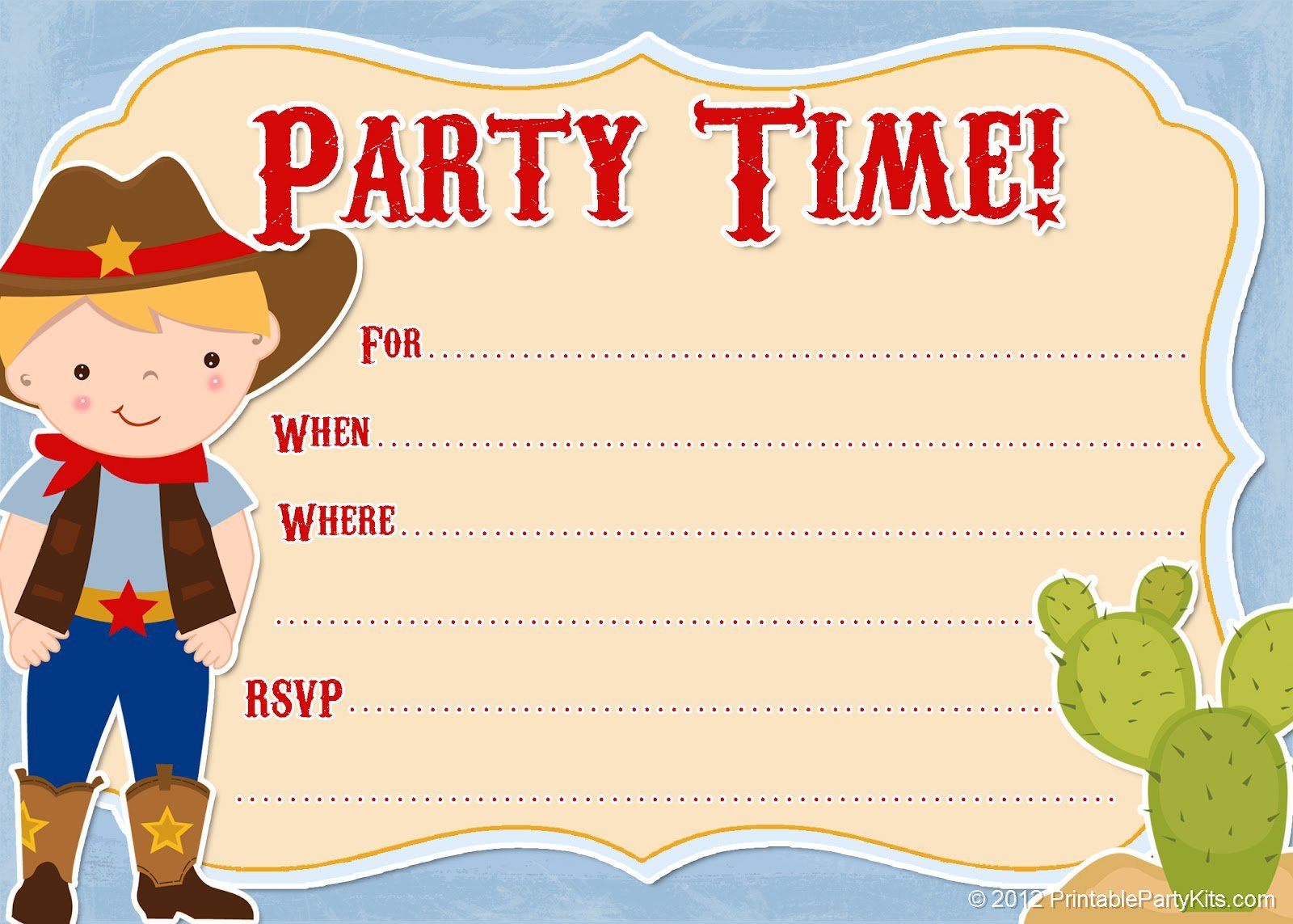 Cow Boys Printable Party Invitations