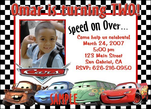 Custom Disney Cars Birthday Invitations