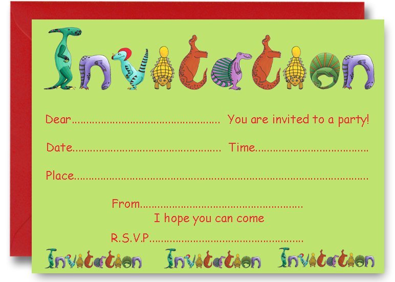 Dinosaur Birthday Party Invitations Templates