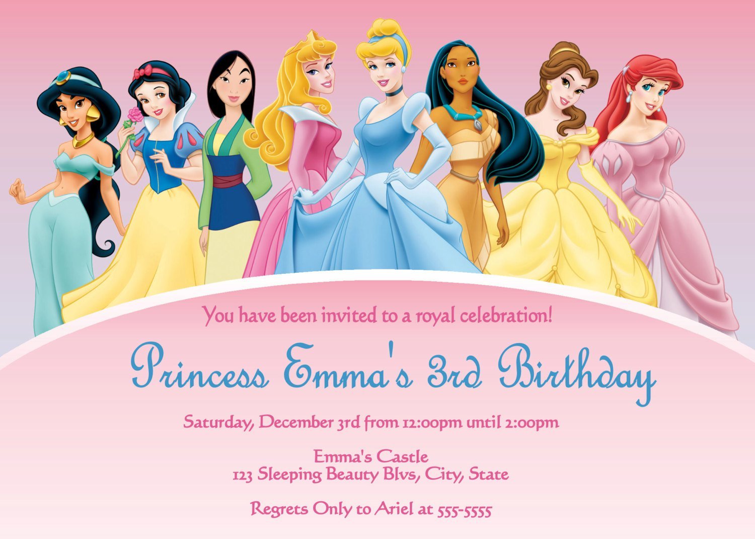 Disney Princess Birthday Invitation Templates Free