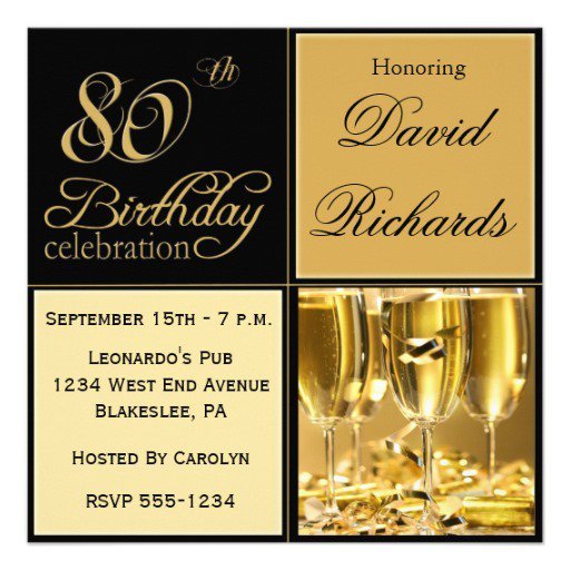Elegant 80th Birthday Party Invitations