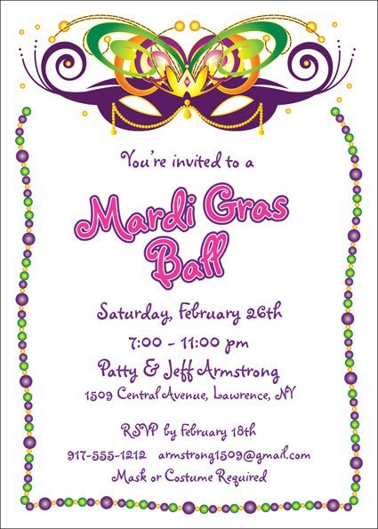 Elegant Mardi Gras Invitations