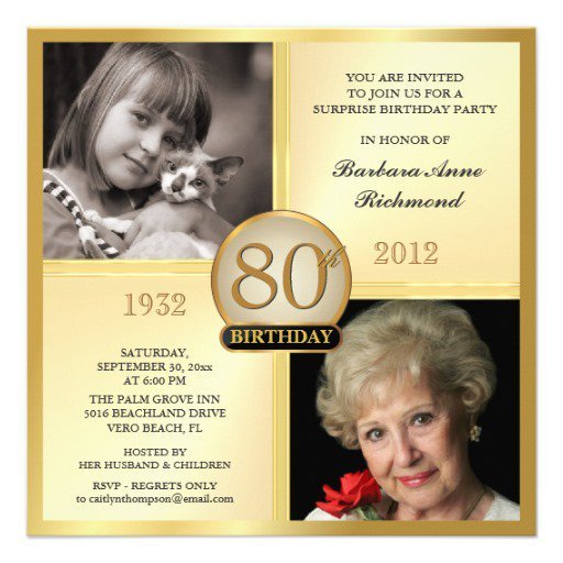 Examples Of 80th Birthday Party Invitations