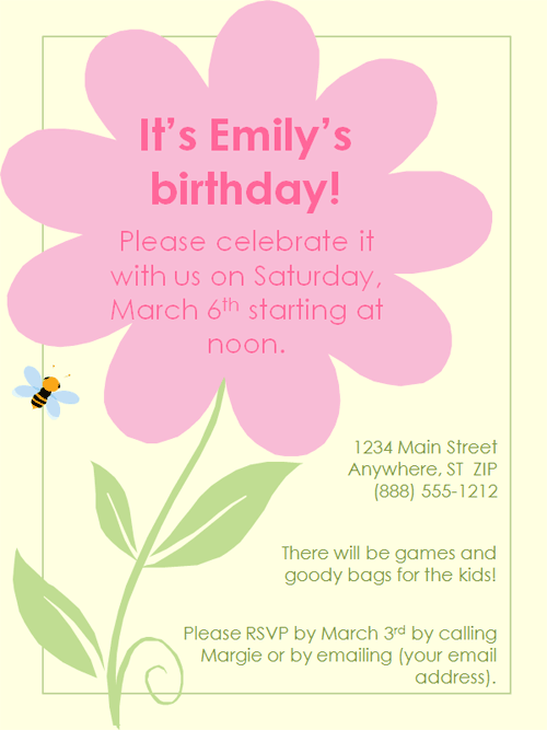 Flower Birthday Invitation Templates