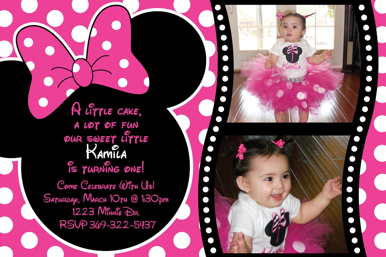 Free Customizable Minnie Mouse Birthday Invitations