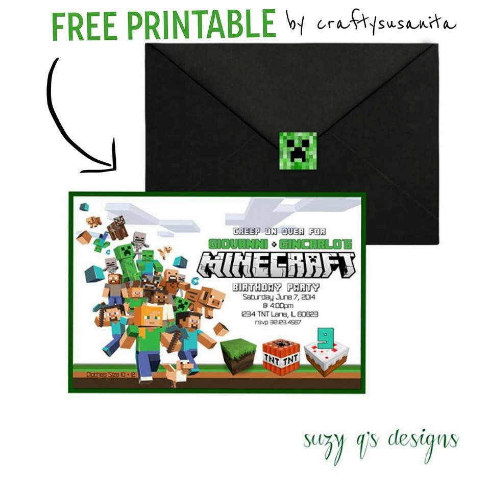 Free Minecraft R Nprintable Birthday Invitations