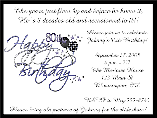 Free Printable 80th Birthday Invitation Templates