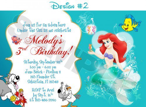 Free Printable Ariel Birthday Party Invitations