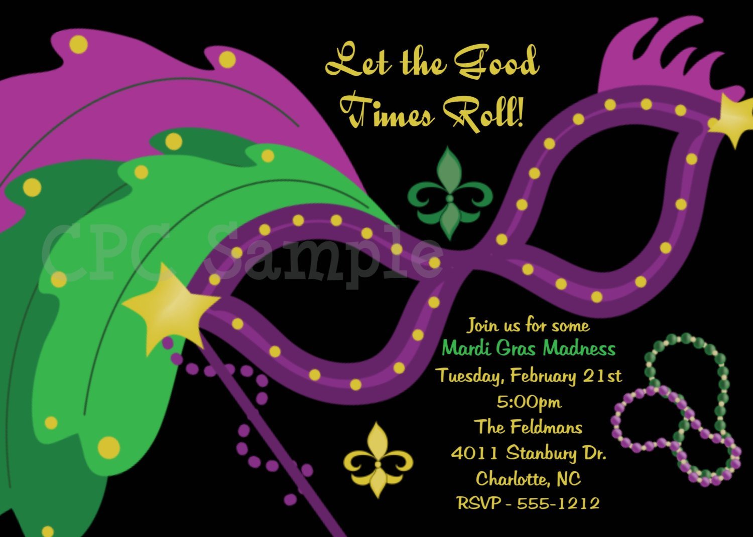 Free Printable Mardi Gras Party Invitations
