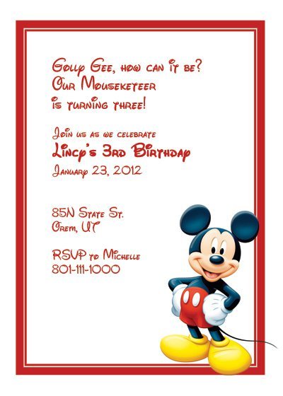 Free Printable Mickey Mouse Birthday Invitation Templates