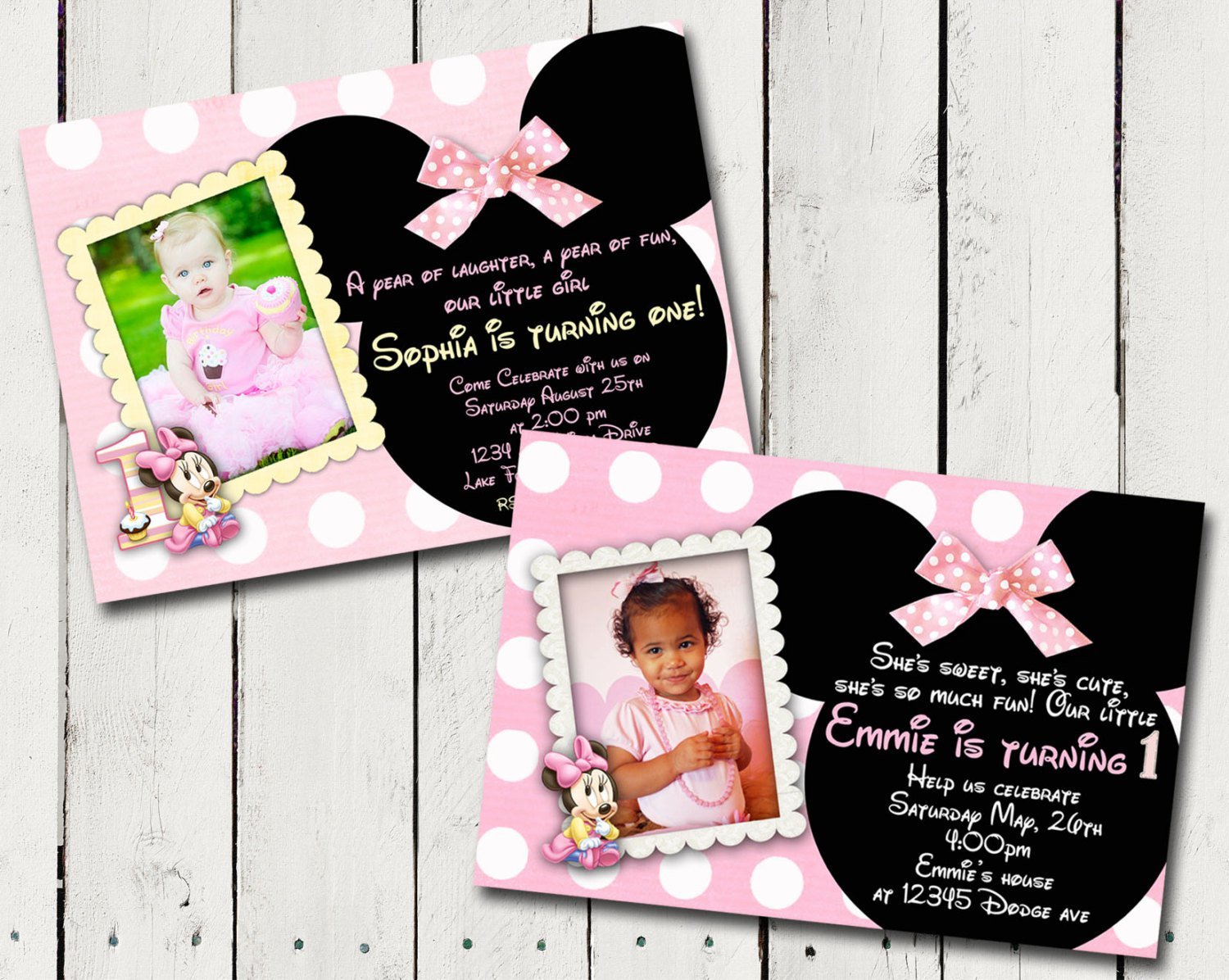 Free Printable Minnie Mouse First Birthday Invitations