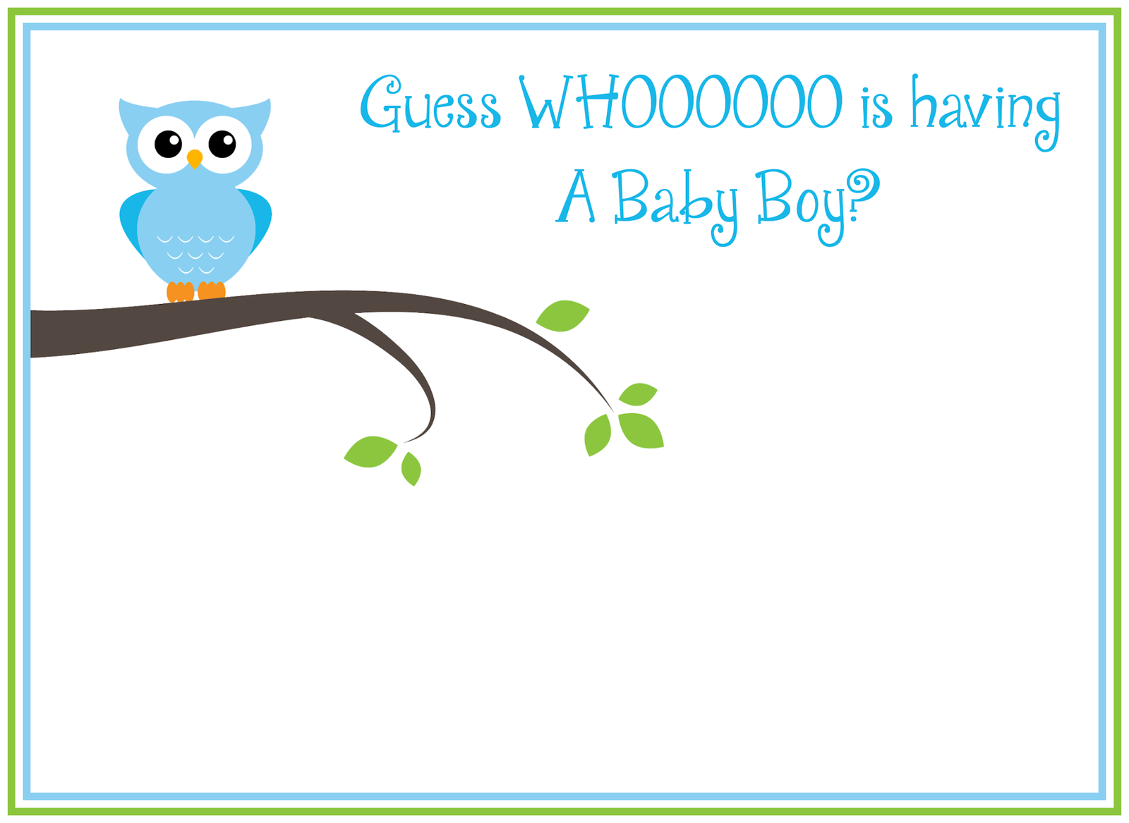 Free Printable Owl Baby Boy Shower Invitation