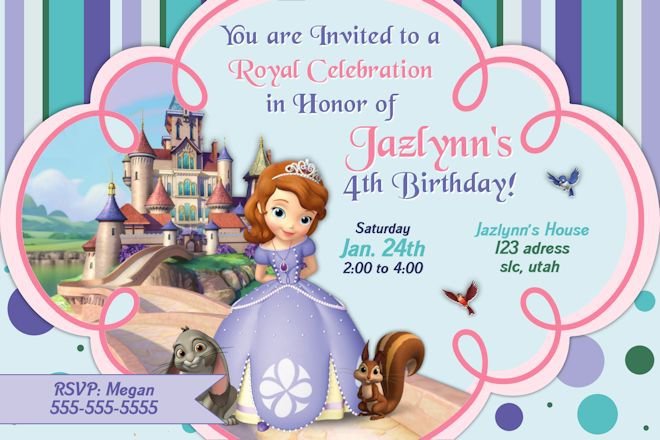 Free Printable Princess Sofia Birthday Invitations