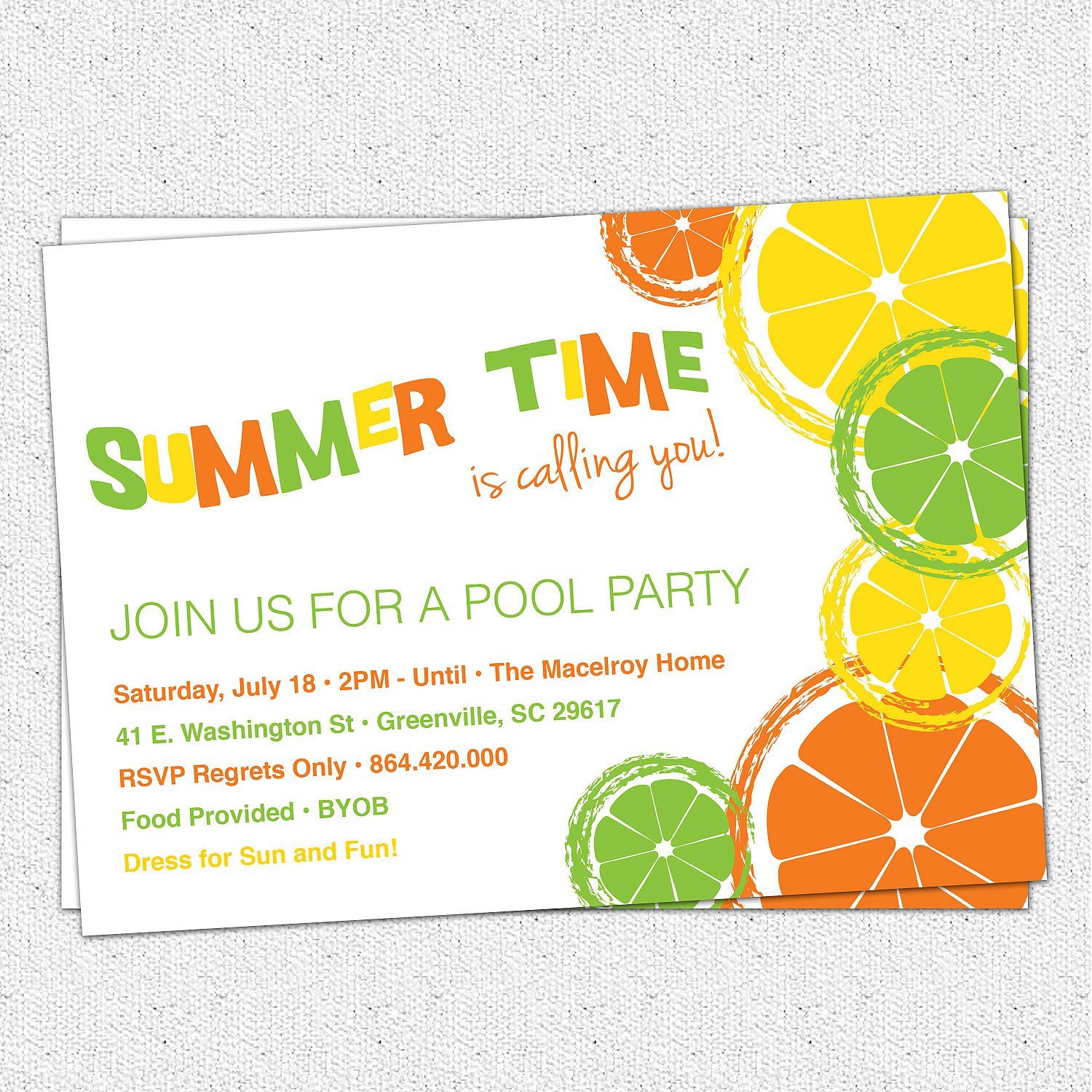 Free Printable Summer Pool Party Invitations