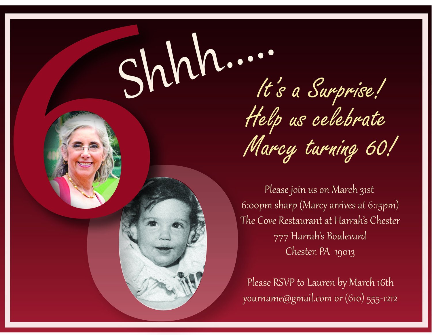 Free Printable Surprise 60th Birthday Party Invitations