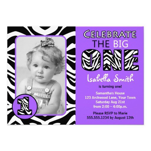 Girls Zebra Print Birthday Invitations