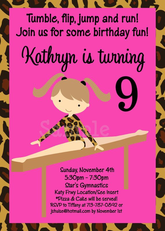 Gymnastics Birthday Invitations Free