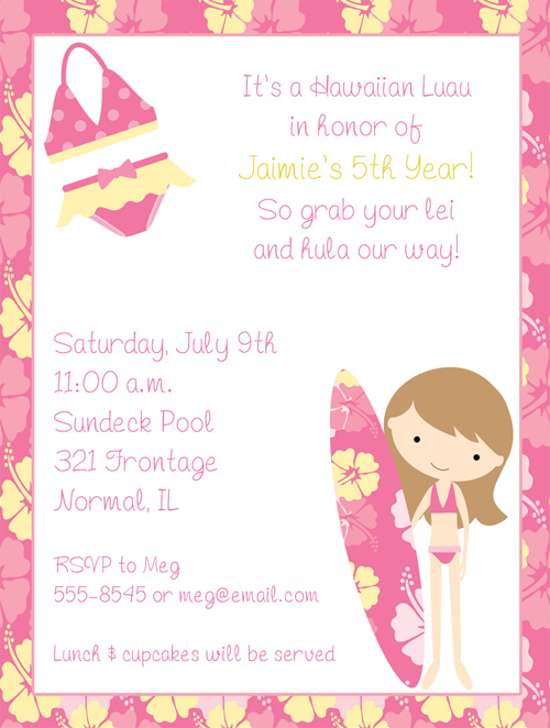 Hawaiian Luau Party Invitation Wording