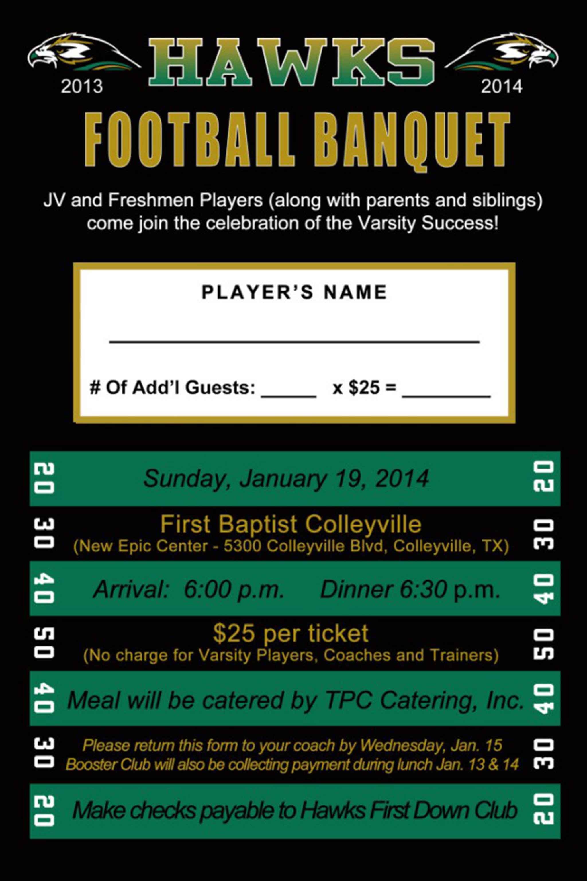 High School Football Banquet Invitations