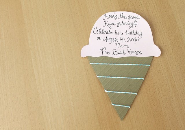 Homemade Ice Cream Birthday Invitations