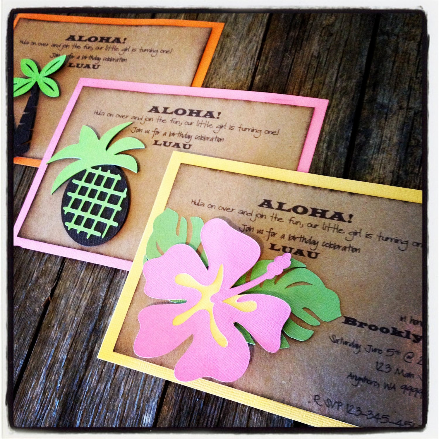 Homemade Luau Birthday Party Invitations