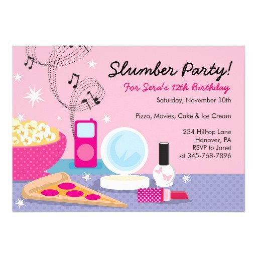 Homemade Sleepover Birthday Invitations