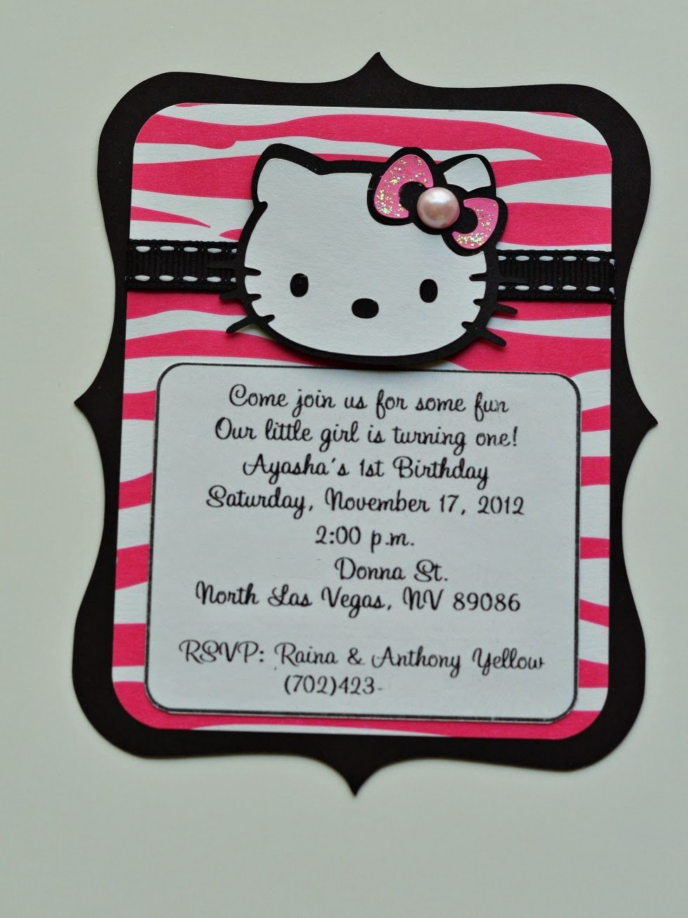 Hot Pink Zebra Birthday Invitations