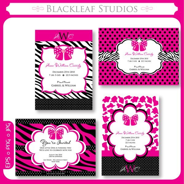 Hot Pink Zebra Print Graduation Invitations