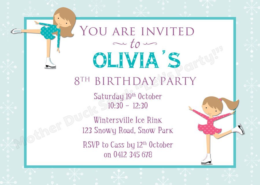 Ice Skating Birthday Party Invitations Printable For Free