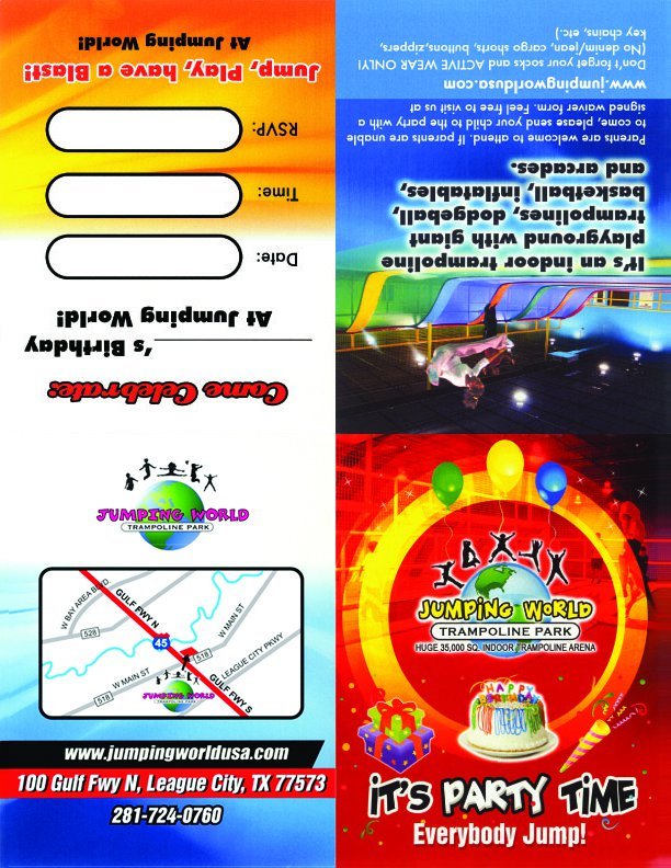Jumping Birthday Party Invitations
