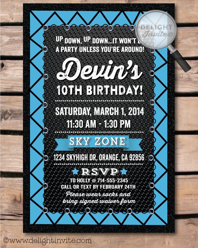 Jumping Boys Birthday Party Invitations