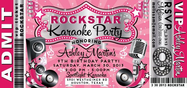 Karaoke Birthday Party Invitation Templates