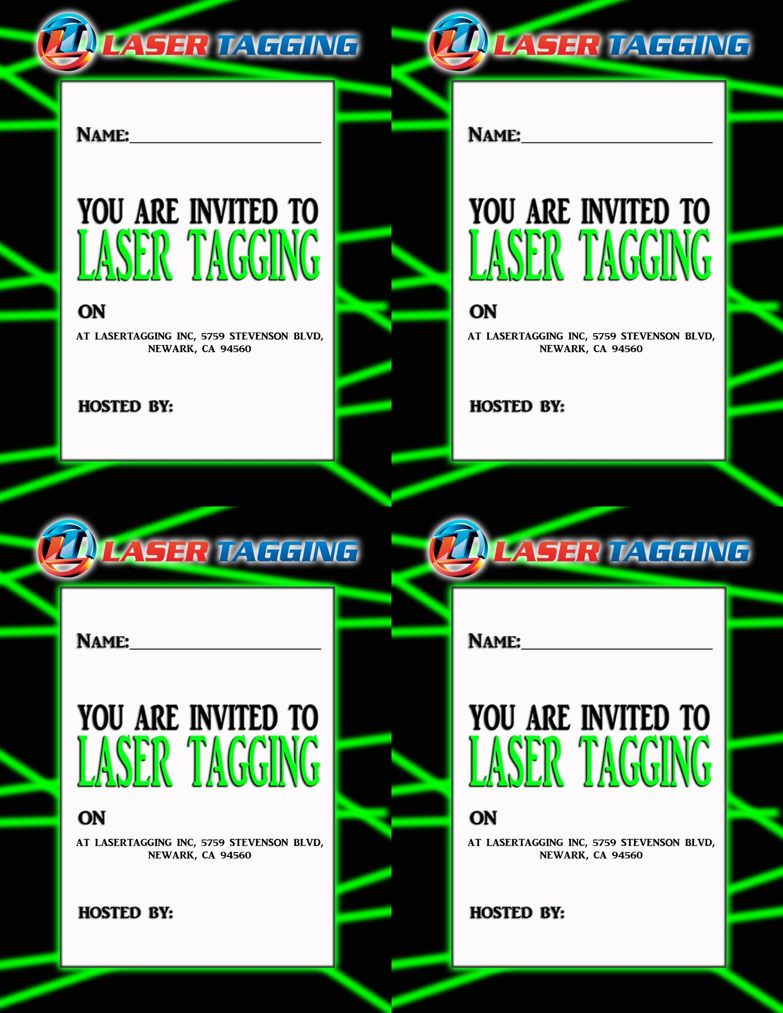 Laser Tag Invitations Printable