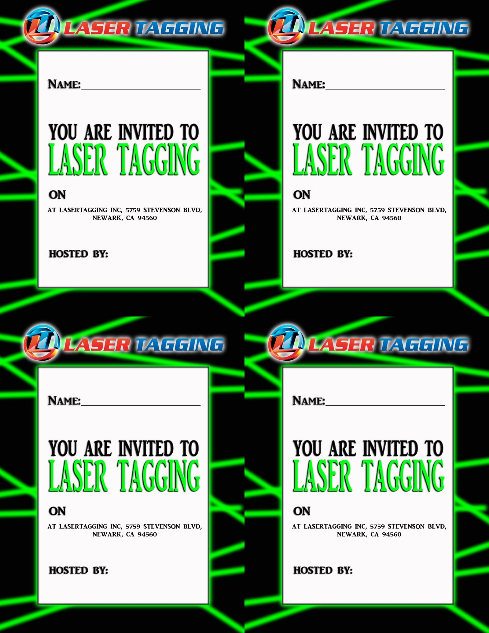 Laser Tag Invitations Printable