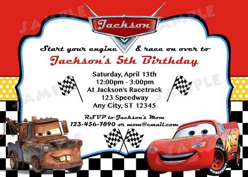 Lightning Mcqueen Birthday Party Invitations Free