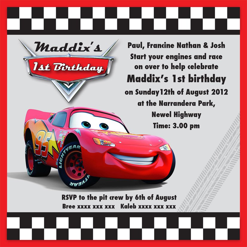 Lightning Mcqueen Party Invitation Templates