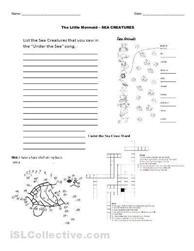 Little Mermaid Activities Worksheets