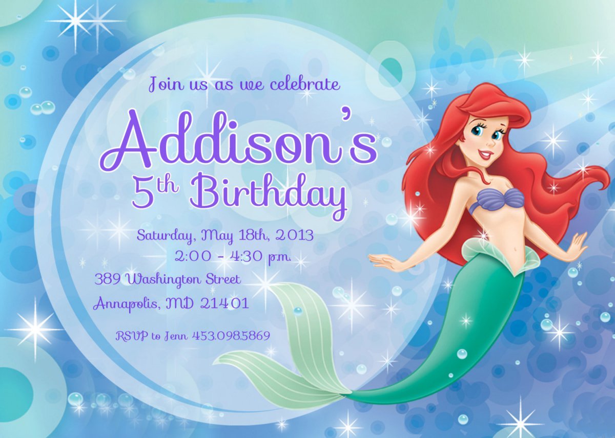 Little Mermaid Birthday Invitation Templates